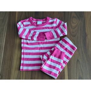 Hanna Andersson Pink Sand Stripe Organic Long John Pajama Set Size 18-24mo